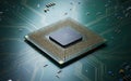 Close-up of a computer CPU processor on a green circuit board Royalty Free Stock Photo