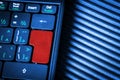 Close up of Computer Keyboard With Blank Red Button Royalty Free Stock Photo