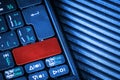 Close up of Computer Keyboard With Blank Red Button Royalty Free Stock Photo