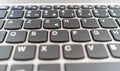 Close-up of a computer keyboard with dark and flat keys Royalty Free Stock Photo