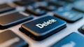 A close up of a computer keyboard with the delete key highlighted, AI