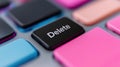 A close up of a computer keyboard with the delete key highlighted, AI