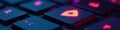 Close up of computer keyboard enter key; virus warning shield icon , damage, internet, computer Royalty Free Stock Photo