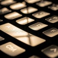 Close up of a computer keyboard illuminated by warm low angle Royalty Free Stock Photo