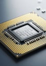 Close-up of a computer microprocessor, showcasing its central processing unit Royalty Free Stock Photo
