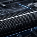 A close up of a computer motherboard with blue lights (ai generated) Royalty Free Stock Photo
