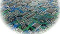 Close Up of Computer Motherboard Circuit Board with Integrated Circuits and Components technology electronics Royalty Free Stock Photo
