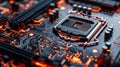 Close-up of a Computer Motherboard with a CPU Socket