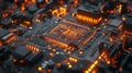 Close-up of a Computer Motherboard with Glowing Circuits Royalty Free Stock Photo