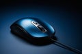 Close-up of blue wired mouse,Generative AI Royalty Free Stock Photo