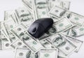 Close up of computer mouse and dollar cash money Royalty Free Stock Photo