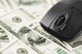 Close up of computer mouse on us dollar money Royalty Free Stock Photo