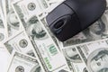 Close up of computer mouse and usa dollar money Royalty Free Stock Photo