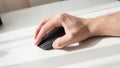 Close-up of a computer mouse on a white background. Input device for computer. Shallow focus