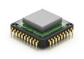 Close up of a computer processor chip isolated on white background Royalty Free Stock Photo
