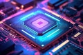 Close-up of a computer processor chip on a motherboard Royalty Free Stock Photo