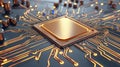Close-up of a Computer Processor on a Circuit Board Background Royalty Free Stock Photo