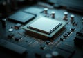 Close-up of a computer processor on a circuit board