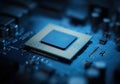 Close-up of a computer processor on a circuit board