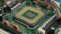 Close-up of a computer processor on a circuit board Royalty Free Stock Photo