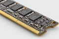 Close up of computer ram module on white background for technology concepts. Royalty Free Stock Photo