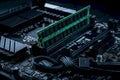 Close-up of Computer RAM Modules Installed on a Motherboard Royalty Free Stock Photo