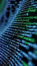 Close up of computer screen with abstract blue and green programming code Royalty Free Stock Photo