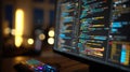 Close-up of Computer Screen with Colorful Code in Modern Developer Workspace Royalty Free Stock Photo