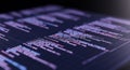 Close-up of Computer Screen Displaying Colored Programming Code in Dark Mode Royalty Free Stock Photo