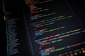 Close-up of a computer screen displaying colorful programming code in a modern development environment, representing web Royalty Free Stock Photo