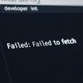 Close up of a computer screen displaying a failed to fetch error message Royalty Free Stock Photo