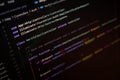 Close-up of computer screen displaying PHP code for a web development project using Laravel framework, highlighting software Royalty Free Stock Photo