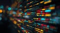 Close-Up of Computer Screen with Multicolored Code and Cinematic Bokeh Royalty Free Stock Photo