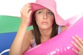Close Up of a Concerned Anxious Unhappy Young Woman On Holiday
