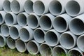 Close up concrete, cement pipes stacking, pattern background. concrete pipes for irrigation Royalty Free Stock Photo