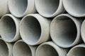 Close up concrete, cement pipes stacking, pattern background. concrete pipes for irrigation Royalty Free Stock Photo