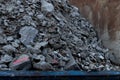 Close up of concrete construction waste rubble in a steel container Royalty Free Stock Photo