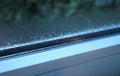 Close up of condensation on the window in a house, water drops and hight humidity