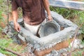 Close-up of construction process mason work Royalty Free Stock Photo