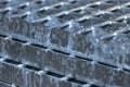 Closeup of construction steel floor grating