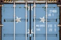 Close-up of the container with the national flag