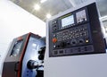 Close up control panel of high precision CNC metalworking machine