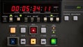 Close up of the control panel and timecode display of an old broadcast tape recorder