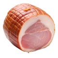 Close-up of Cooked Ham on White Background Royalty Free Stock Photo