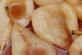 Close-up of cooked sliced pears