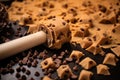 close-up of cookie dough being cut into shapes Royalty Free Stock Photo