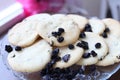 Close-up of cookies with raisins