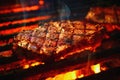 close up cooking steak on the grill, summer vacation bbq. Generative AI