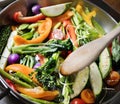 Close up of cooking vegetables Royalty Free Stock Photo