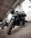 Close up. cool motorbikes on show in the showroom Royalty Free Stock Photo